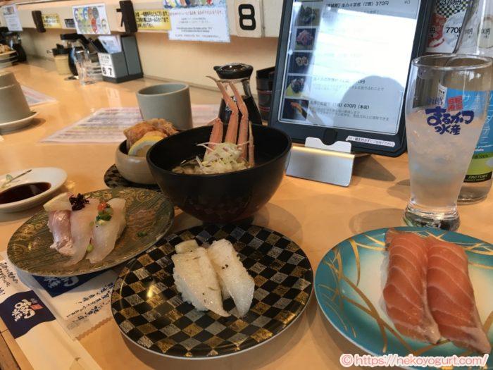 2019年11月函館旅行　まるかつ水産　回転寿司